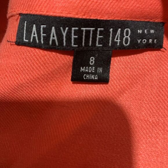 Lafayette 148 New York Womens Size 8 Coral Button Linen Blazer Jacket - Picture 5 of 7